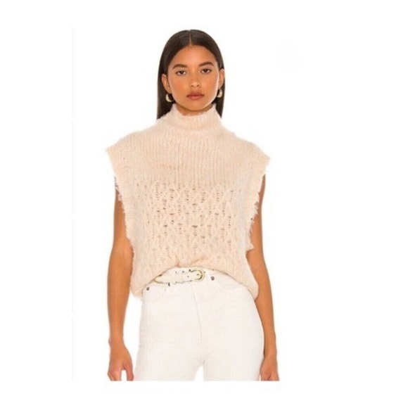 Free People Sweaters - Free People‎ West Coast Vest Powder Puff Cream Chunky Knit Mock Neck New S